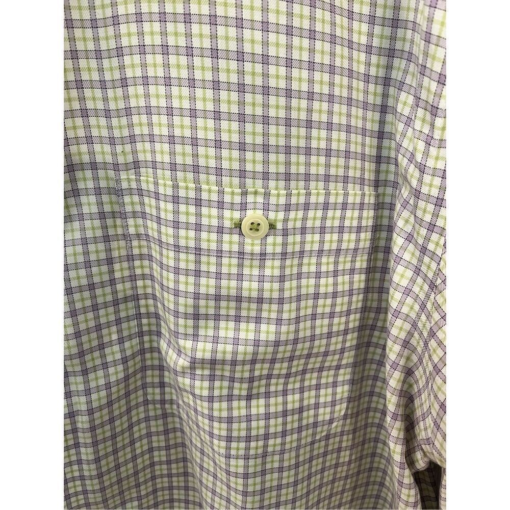 Orvis Charles F Orvis Cotton Reverse Cuff Green & Purple Plaid Button Down Shirt - Picture 6 of 10